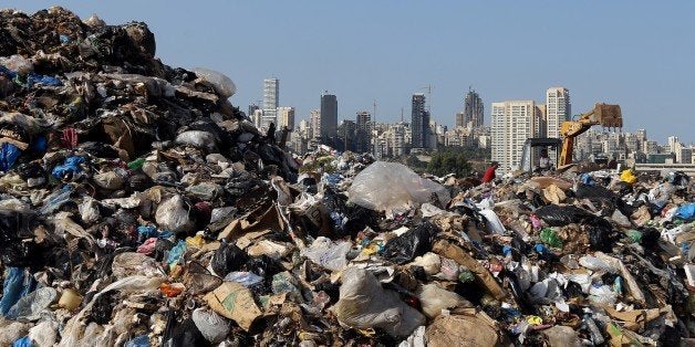 Garbage piles up at a temporary garbage dump in the eastern suburb of Beirut on November 3, 2015. Garbage crisis, began in mid-July 2015, as pungent piles of garbage built up in Beirut and its environs after the closure of country's largest landfill. AFP PHOTO/JOSEPH EID (Photo credit should read JOSEPH EID/AFP/Getty Images)