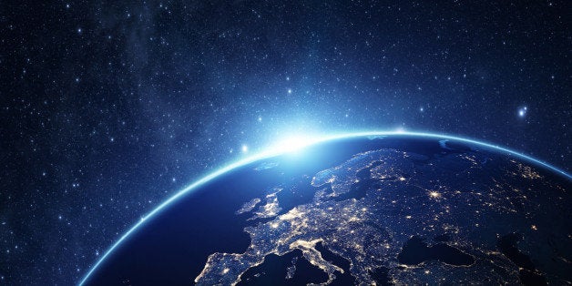 Planet Earth from the space at night .