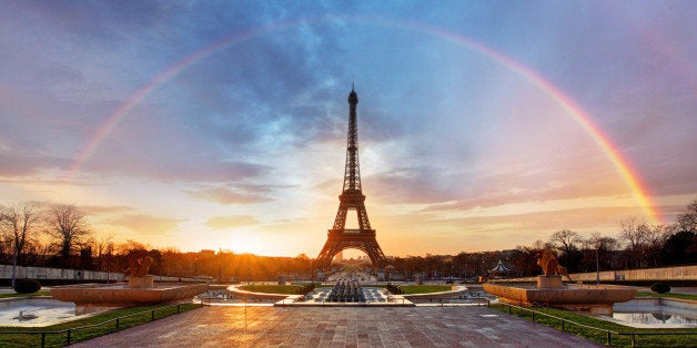 Rainbow over Eiffel tower, Paris