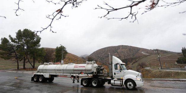 A tanker truck stands parked outside the entrance to the Southern California Gas Company's Aliso Canyon storage facility in Porter Ranch, California, January 6, 2016. California Governor Jerry Brown on January 6, 2016 declared a state of emergency in the Porter Ranch area due to the continuing leak of natural gas from the Aliso Canyon storage facility operated by the Southern California Gas Co. AFP PHOTO / JONATHAN ALCORN / AFP / JONATHAN ALCORN (Photo credit should read JONATHAN ALCORN/AFP/Getty Images)