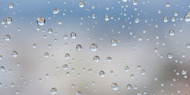 Raindrops on window, close-up