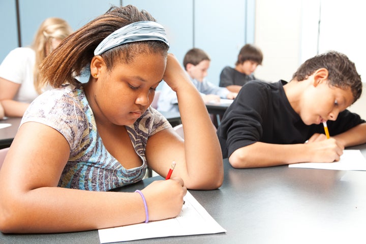 classroom of diverse students...