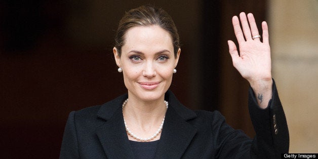 US actress and humanitarian campaigner Angelina Jolie leaves Lancaster House in central London on April 11, 2013 after speaki