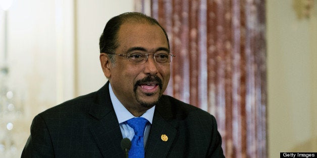 United Nations Aids Executive Director Michel Sidibe speaks during an event in recognition of World AIDS Day at the State Department in Washington, DC, November 29, 2012. AFP Photo/Jim WATSON (Photo credit should read JIM WATSON/AFP/Getty Images)