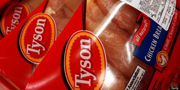 UNITED STATES - NOVEMBER 14: Packages of Tyson brand chicken products are displayed in the refrigerator section of an Associ
