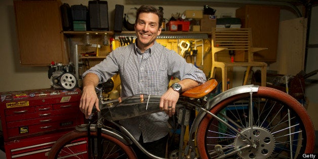 BOULDER, CO. - JANUARY 24: People and places with advertising whiz Alex Bogusky in his garage/workshop at his Boulder home on Thursday, January 24, 2013. Bogusky is building a motorized bicycle. Bogusky is a designer, marketer, author, and consumer advocate; and was an advertising executive and principal of the firm Crispin Porter + Bogusky. (Photo By Cyrus McCrimmon / The Denver Post via Getty Images)