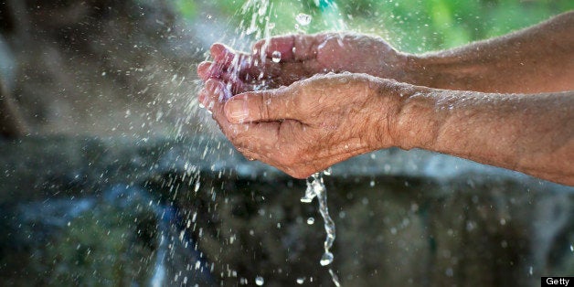 Man washing his hand