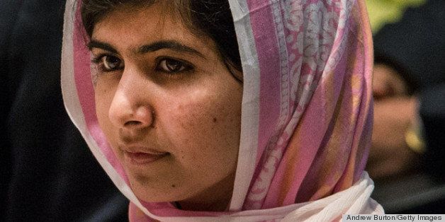 NEW YORK, NY - JULY 12: Malala Yousafzai, the 16-year-old Pakistani advocate for girls education who was shot in the head by the Taliban, sits before she speaks at the United Nations (UN) Youth Assembly on July 12, 2013 in New York City. The United Nations declared July 12, 'Malala Day.' Yousafzai also celebrates her birthday today. (Photo by Andrew Burton/Getty Images)