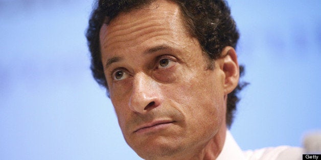 NEW YORK, NY - JULY 11: New York City Mayoral candidate Anthony Weiner attends the Council of Senior Centers and Services of NYC Mayoral Forum at New York University on July 11, 2013 in New York City. Weiner is in the race to succeed three-term Mayor Michael Bloomberg after he was forced to resign from Congress in 2011 following the revelation of sexually explicit online behavior. (Photo by Mario Tama/Getty Images)