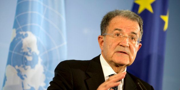 (FILES) This file picture taken on October 23, 2012 shows President of the African Union-UN peacekeeping panel Romano Prodi giving a press conference at the foreign office in Berlin. Italy's centre-left said on April 19, 2013 it would back former prime minister Romano Prodi for president in a move likely to spark a fierce battle with the centre-right and dim hopes of an end any time soon to the two-month deadlock on forming a new government. AFP PHOTO / FILES / ODD ANDERSEN (Photo credit should read ODD ANDERSEN/AFP/Getty Images)
