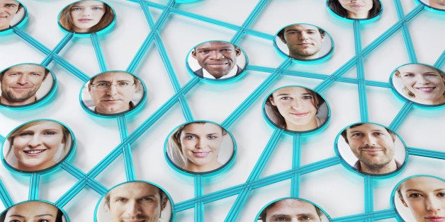 Multiple portraits on disks connected by tubes and wires