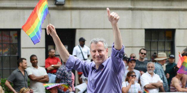 NEW YORK, NY - JUNE 30: New York City Mayoral Candidate Bill DeBlasio attends The March during NYC Pride 2013 on June 30, 2013 in New York City. (Photo by Mike Pont/FilmMagic)