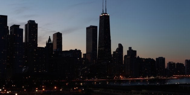 CHICAGO - NOVEMBER 19: Chicago Skyline at dusk, as photographed from Navy Pier in Chicago, Illinois on NOVEMBER 19, 2013. (Photo By Raymond Boyd/Getty Images) 