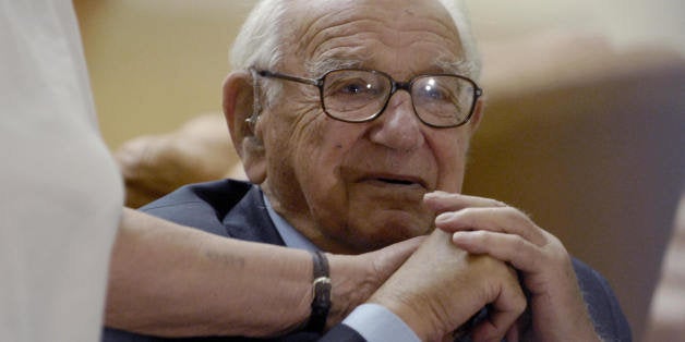 (FILES) -- A file photo taken 09 October 2007 shows British Sir Nicholas Winton in backstage of Prague's Congress Center Hall before a meeting which paid tribute to him after he rescued about 669 mostly Jewish Czech children from their doomed fate in the Nazi death camps prior to the outbreak of World War II in an operation known as the Czech Kindertransport. Winton, 98, has been admitted to the coronary department of a Prague hospital, the agency CTK reported 14 October 2007. Winton's condition worsened during a week-long visit to the Czech Republic, where the evacuations took place, the tabloid Blesk said. AFP PHOTO/ MICHAL CIZEK (Photo credit should read MICHAL CIZEK/AFP/Getty Images)