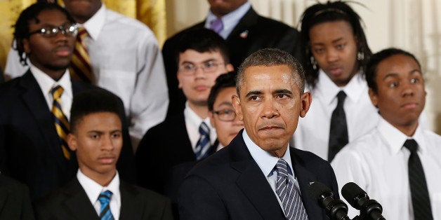 WASHINGTON, DC - FEBRUARY 27: U.S. President Barack Obama speaks during an event in the East Room of the White House February 27, 2014 in Washington, DC. Obama signed an executive memorandum following remarks on the ÃMy BrotherÃs KeeperÃ initiative. (Photo by Win McNamee/Getty Images)