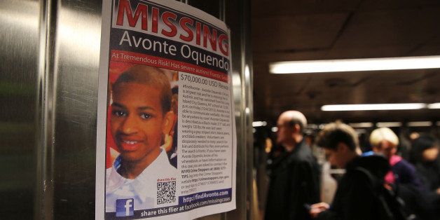 NEW YORK, NY - OCTOBER 21: A poster for a missing autistic 14-year-old named Avonte Oquendo hangs in subway station on October 21, 2013 in New York City. Hundreds of Police, volunteers, friends and family are searching for Avonte who walked out of the Center Boulevard School in Long Island City, Queens on October 4, 2013 and has not been seen since. Family members say that the teen has a fondness for trains and have focused their search along rail yards and in subway stations. (Photo by Spencer Platt/Getty Images)