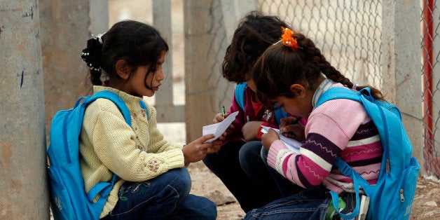 SANLIURFA, TURKEY - MARCH 4: 25th February pictures show 9 thousands of Syrian students getting educated in a camp that 26 t