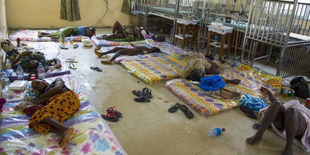 MONROVIA, LIBERIA-SEPTEMBER 20: The scene inside the Redemption Hospital which has become a transfer and holding center to
