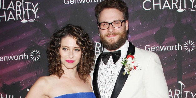 HOLLYWOOD, CA - OCTOBER 17: Seth Rogen and wife, Lauren Miller Rogen arrive at the Hilarity For Charity's (HFC) 3rd Annual Los Angeles HFC Variety Show held at Hollywood Palladium on October 17, 2014 in Hollywood, California. (Photo by Michael Tran/FilmMagic)