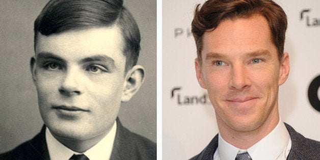 (FILE PHOTO) In this composite image a comparison has been made between Alan Turing (L) and actor Benedict Cumberbatch. Actor Benedict Cumberbatch will reportedly play Alan Turing in a film biopic 'The Imitation Game' directed by Morten Tyldum. ***LEFT IMAGE*** UNSPECIFIED: Alan Turing (1912-1954). Private Collection. (Photo by Fine Art Images/Heritage Images/Getty Images) **RIGHT IMAGE*** LONDON, ENGLAND - NOVEMBER 12: Benedict Cumberbatch arrives for the GQ 25th Anniversary Exhibition at Phillips De Pury on November 12, 2013 in London, England. (Photo by Stuart C. Wilson/Getty Images)