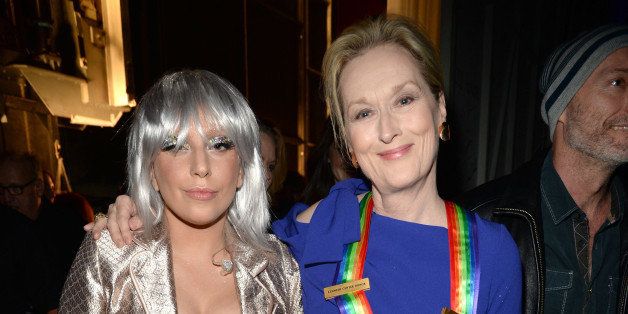 WASHINGTON, DC - DECEMBER 07: Lady Gaga and Meryl Streep attend the 37th Annual Kennedy Center Honors at The John F. Kennedy Center for Performing Arts on December 7, 2014 in Washington, DC. (Photo by Kevin Mazur/WireImage)
