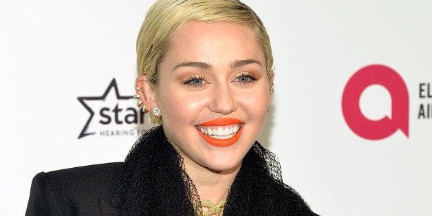 LOS ANGELES, CA - FEBRUARY 22: Singer Miley Cyrus attends the 23rd Annual Elton John AIDS Foundation's Oscar Viewing Party o