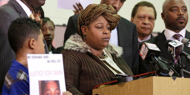 Samaria Rice, the mother of Tamir, a 12-year-old boy fatally shot by a Cleveland police officer, speaks during a news confere