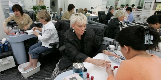 SAN FRANCISCO - MARCH 03: Linda Donly-Reid (C) receives a manicure at JT Nails March 3, 2006 in San Francisco. California Assembly Speaker pro Tem Leland Yee (D-San Francisco) has renewed calls to pass new legislation to clean up unsanitary nail salons after a woman in Fort Worth, Texas died as a result of a staph infection caused by bacteria from a nail salon. (Photo by Justin Sullivan/Getty Images)