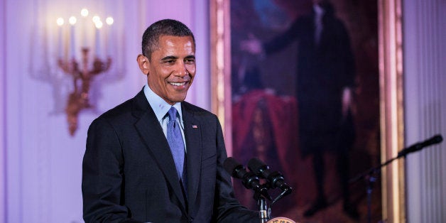 US President Barack Obama speaks during an event in the East Room of the White House May 28, 2013 in Washington, DC. Obama attend the event to celebrate Asian American and Pacific Islander Heritage Month. AFP PHOTO/Brendan SMIALOWSKI (Photo credit should read BRENDAN SMIALOWSKI/AFP/Getty Images)