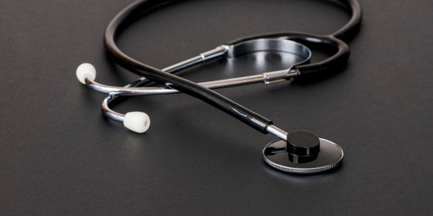 WUERZBURG, BAVARIA, GERMANY - 2014/12/16: A stethoscope for medical use, displayed on a black table. (Photo by Frank Bienewald/LightRocket via Getty Images)