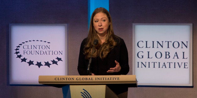 Chelsea Clinton, vice chairman of the Clinton Foundation, speaks during the annual meeting of the Clinton Global Initiative (CGI) in New York, U.S., on Monday, Sept. 28, 2015. The annual CGI meetings bring together heads of state, leading CEOs, philanthropists, and members of the media to facilitate discussion and forward-thinking initiatives that challenge the way we impact the future. Photographer: Michael Nagle/Bloomberg via Getty Images 