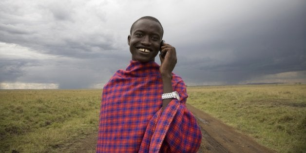 Masai man with cell phone