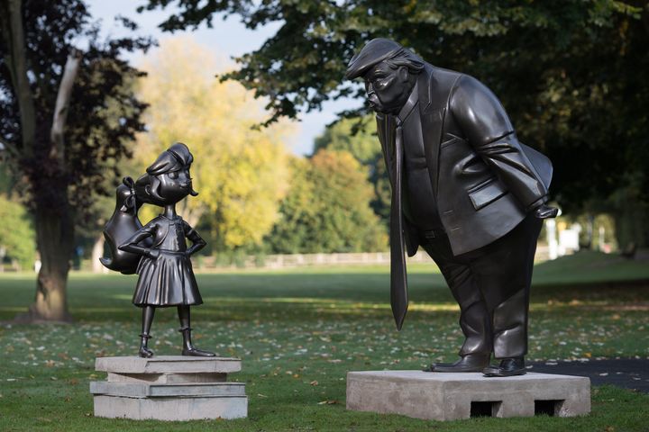 A statue of Roald Dahl's Matilda is unveiled in Great Missenden in Buckinghamshire, alongside one of President Donald Trump, to celebrate the 30th Anniversary of Matilda the novel