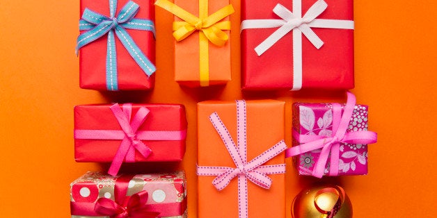 Festively wrapped Christmas gifts