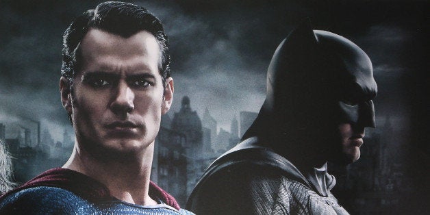 LAS VEGAS, NV - JUNE 09: A poster from the upcoming movie 'Batman v Superman: Dawn of Justice' are displayed during the Lice