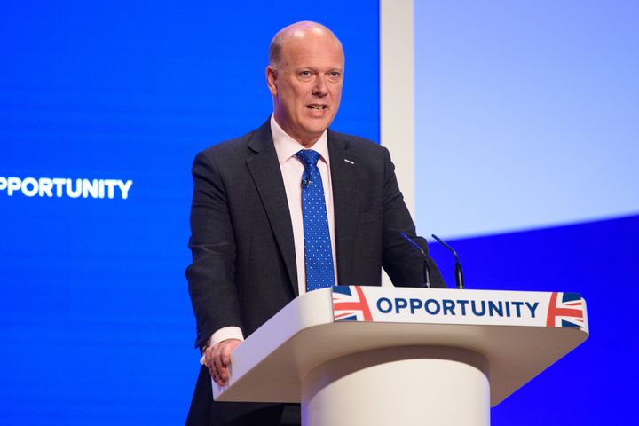 Transport Secretary Chris Grayling faced ridicule for being seven minutes late to his own conference speech