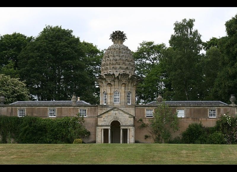 The Dunmore Pineapple, built in 1761, is said to "rank as the most bizarre building in Scotland." The building, home to the E