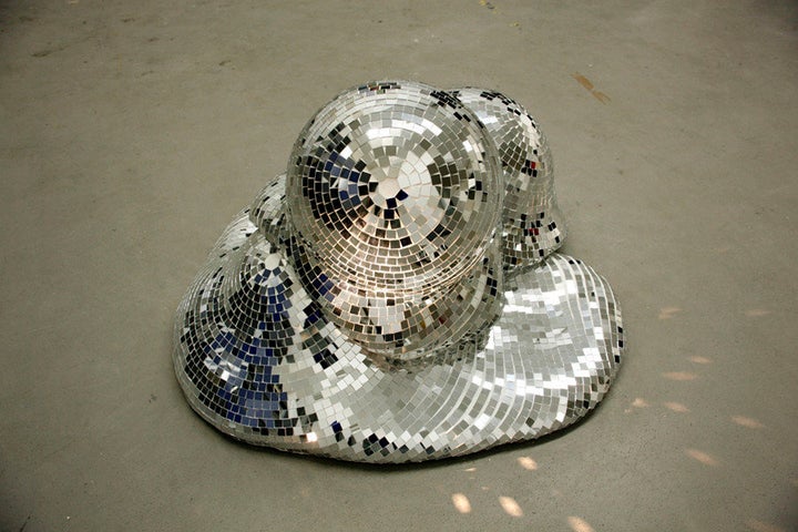 Boombox Disco Ball Bucket Hat / Glass Silver Disco Tiles / Sequin