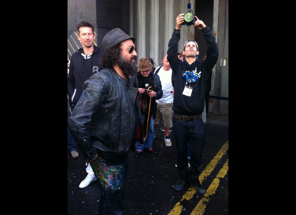 Mr Brainwash comes out to meet the fans