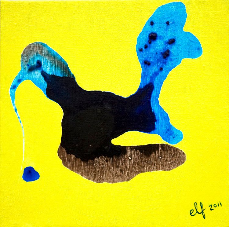 Eric Leon Freeman "BLUE HUMMINGBIRD" (2011) acrylic on linen, 12" x 12"