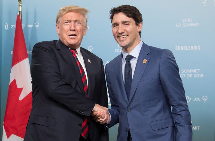 President Donald Trump shakes hands with Canadian Prime Minister Justin Trudeau at a summit earlier this year.