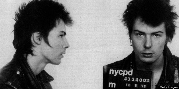 NEW YORK - DECEMBER 8: Bassist Sid Vicious of the rock band 'The Sex Pistols' poses for his mugshot after being arrested by New York City police for allegedly murdering his girlfriend Nancy Spungen on December 8, 1978 in New York City, New York. (Photo by Michael Ochs Archives/Getty Images)