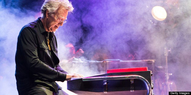 WEST HOLLYWOOD, CA - AUGUST 18: Keyboardist Ray Manzarek of The Doors performs with Marilyn Manson on day 3 of the Sunset Strip Music Festival on August 18, 2012 in West Hollywood, California. (Photo by Chelsea Lauren/WireImage)