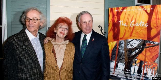 NEW YORK - FEBRUARY 12: Christo, Jeanne-Claude and Mayor Bloomberg attend The HBO Documentary Films 'The Gates' New York Premiere in New York City on February 12, 2008 (Photo by Eugene Gologursky/WireImage)