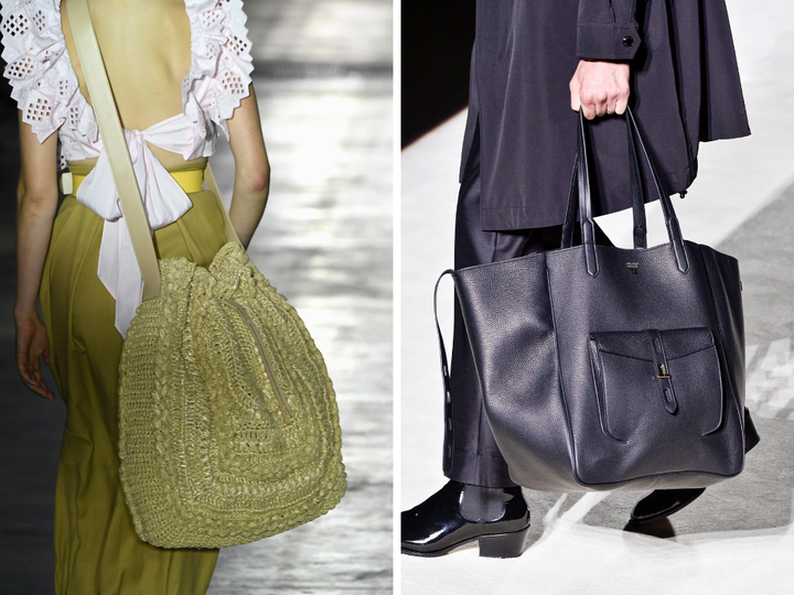 Large totes at Alberta Ferretti (left) and Tom Ford (right).