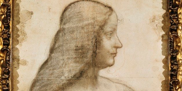 ITALY - CIRCA 2002: Paris, Musée Du Louvre Portrait of Isabella d'Este, ca 1500, by Leonardo da Vinci (1452-1519), black chalk, red and yellow pastel on cardboard, 63x46 cm. (Photo by DeAgostini/Getty Images)