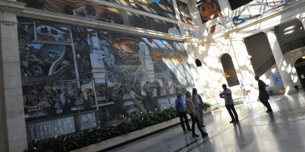 TO GO WITH AFP STORY by Mira OBERMAN, US-politics-bankruptcy-arts-museum
Museum patrons view Diego Rivera's 'Detroit Indus