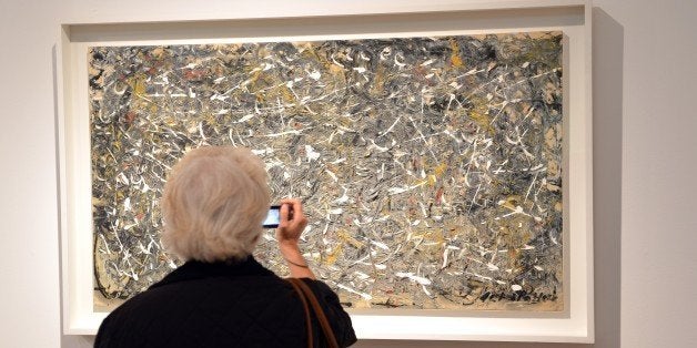 Jackson Pollock's 'No. 28, 1951' on display at Christie's in New York May 4, 2012 during a preview of the Post War and Contemporary Art sale to take place on May 8. The painting has an estimate of USD 20 million to 30 million. AFP PHOTO/Stan HONDA (Photo credit should read STAN HONDA/AFP/GettyImages)