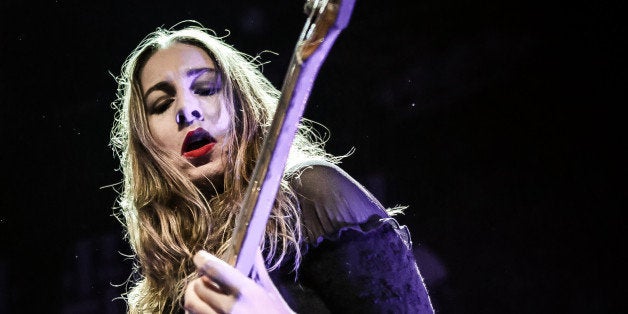 LONDON, UNITED KINGDOM - DECEMBER 09: Este Haim of HAIM performs on stage at The Forum on December 9, 2013 in London, United Kingdom. (Photo by Christie Goodwin/Redferns via Getty Images)