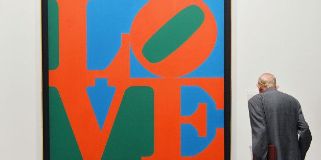 NEW YORK, NY - SEPTEMBER 25: Robert Indiana's 'LOVE' oil on canvas, a part of 'Robert Indiana: Beyond Love' exibition on display at The Whitney Museum of American Art on September 25, 2013 in New York City. (Photo by Slaven Vlasic/Getty Images)